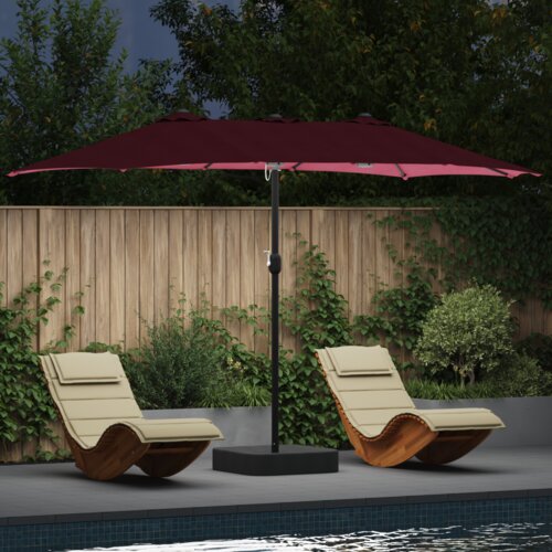  Vrtni suncobran Bordo crvena 385 x 209 x 244 cm tkanina Cijene