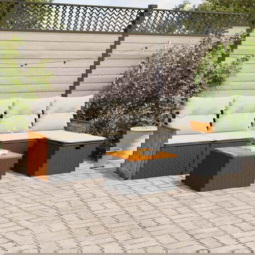 vidaXL 6-dijelni set vrtnih sofa s jastucima crni od poliratana Cijene