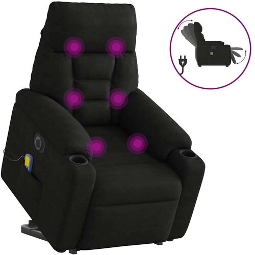  Električni masažni naslonjač na podizanje crni od mikrovlakana Slike