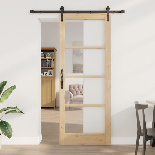 vidaXL Drsna vrata z opremo 'ORKDAL'83x211 cm, Notranja vrata z steklom 'ORKDAL'83x211x4 cm iz masivnega bora Cene