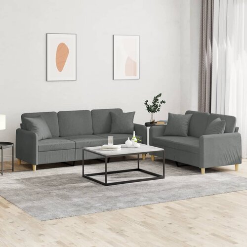  2-dijelni set sofa s jastucima tamnosivi od tkanine Cijene