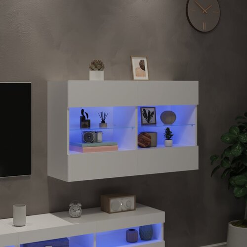  Zidni TV ormarić s LED svjetlima bijeli 98,5x30x60,5 cm Slike