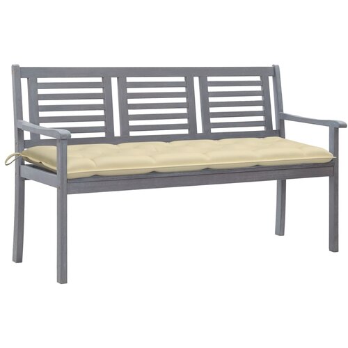 The Living Store Vrtna klop za 3 osebe z blazino 150 cm siv evkaliptusov les - Klop, (21466267) Slike