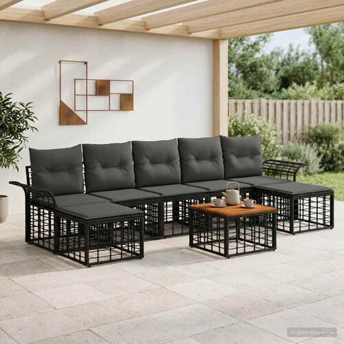  Set vanjskih sofa 8 kom. Crna i tamno siva Poliester Cijene