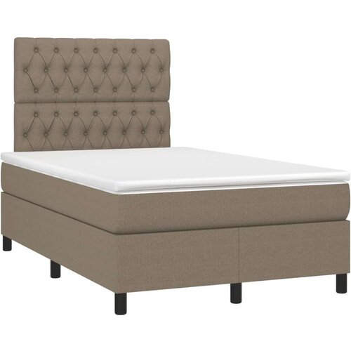  Box spring s madracem LED smeđesivi 120 x 200 cm tkanina Slike