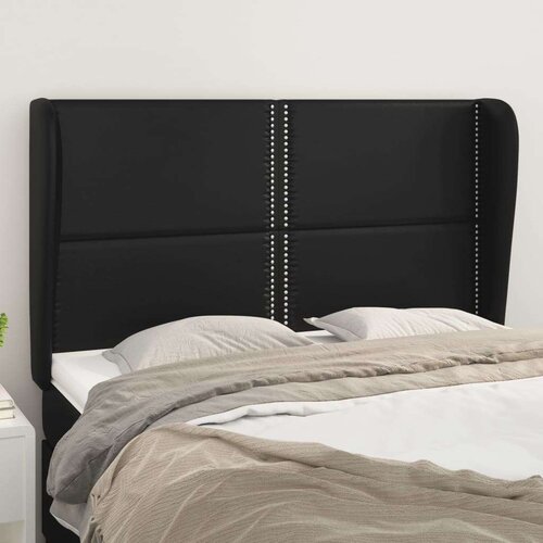  Vzglavje z u&amp;scaron;esi črno 147x23x118/128 cm umetno usnje, (20737283) Slike