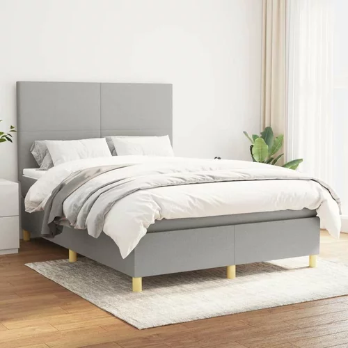  Box spring postelja z vzmetnico svetlo siva 140x200 cm blago, (20899768)