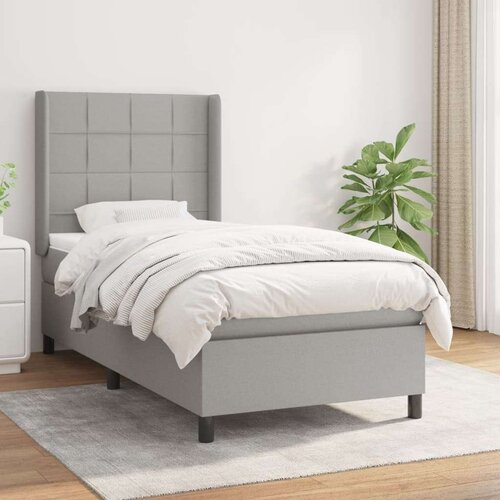  Box spring postelja z vzmetnico svetlo siva 90x200 cm blago, (20846652) Slike
