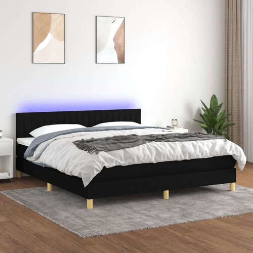  Box spring postelja z vzmetnico LED črna 160x200 cm blago, (20901474) Cene