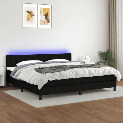  Box spring postelja z vzmetnico LED črna 200x200 cm blago, (20899009)