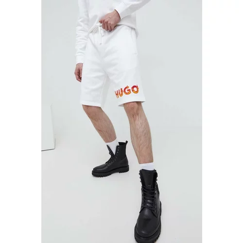 Hugo Bombažne kratke hlače bela barva