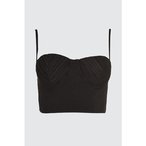 Trendyol Black Ribbed Strapless Bustier Slike