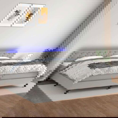  Box spring postelja z vzmetnico LED sv. siva 200x200 cm blago, (20937203) Slike