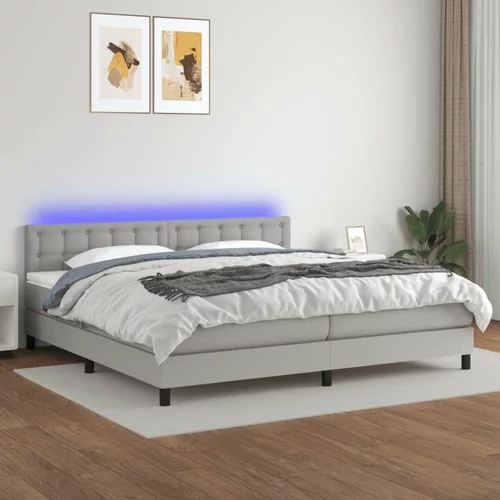  Box spring postelja z vzmetnico LED sv. siva 200x200 cm blago, (20937203)