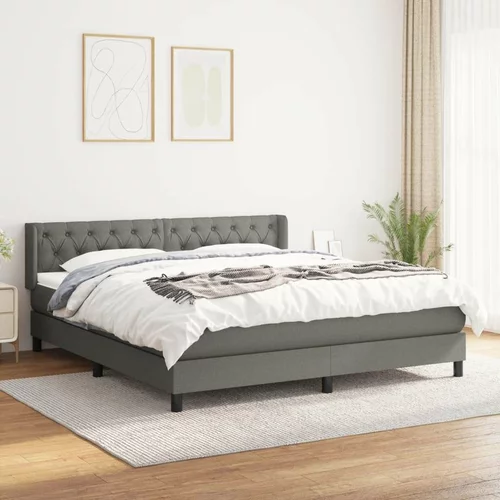  Box spring postelja z vzmetnico temno siva 160x200 cm blago, (20790700)
