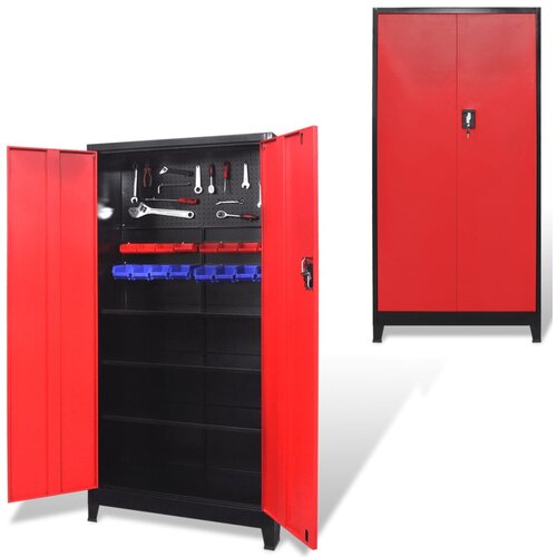 Ormar za Alat s 2 Vrata Čelični 90x40x180 cm Crno-Crveni Cijene