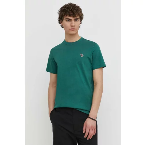 PS Paul Smith Pamučna majica za muškarce, boja: zelena, bez uzorka