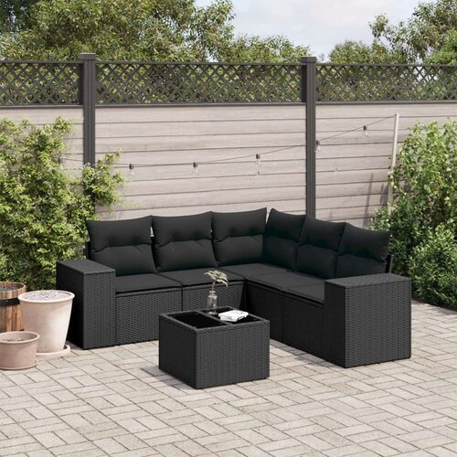  6-dijelni set vrtnih sofa s jastucima crni od poliratana Slike