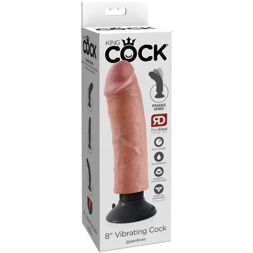 King Cock 8 - savitljivi, realistični vibrator (25 cm)