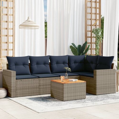 vidaXL 6-dijelni set vrtnih sofa od poliratana s jastucima sivi Cijene