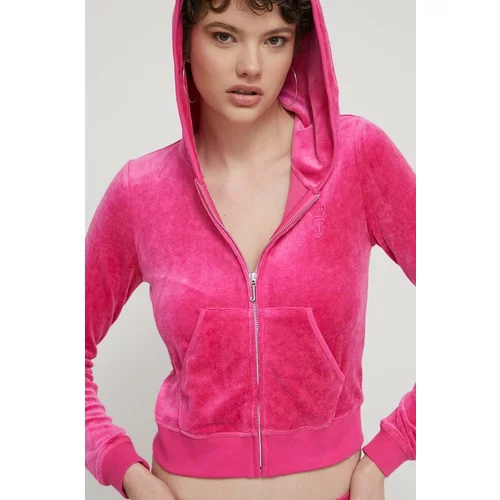 Juicy Couture Dukserica za žene, boja: ružičasta, s kapuljačom, s aplikacijom
