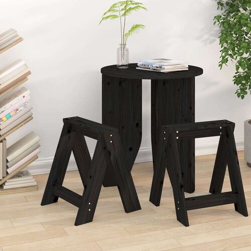 VidaXL Stolci 2 kom crni 40 x 40 x 45 cm od masivne borovine Slike
