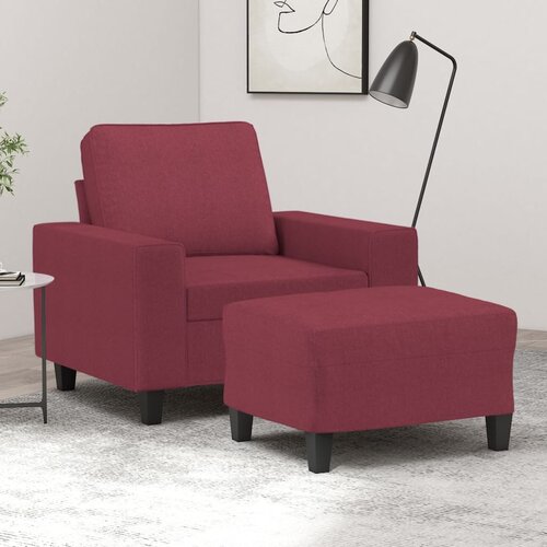  The Living Store Fotelj s stolčkom za noge vinsko rdeč 60 cm blago - Kavč S Stolčkom Za Noge, (21485078) Cene
