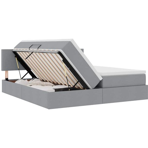  Krevet s od storage Svijetlo siva 200 x 200 cm Lažna koža Slike