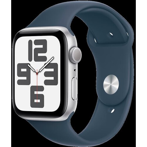 Apple Watch SE2 v2 GPS 44mm Silver Alu Case with Storm Blue Sport Band &amp;ndash; Slike