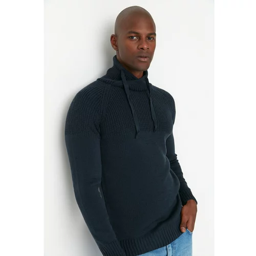 Trendyol Navy Blue Men's Slim Fit Collar Knitwear Sweater