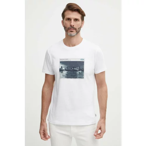PepeJeans Bombažna kratka majica CIEL moška, bela barva, PM509372