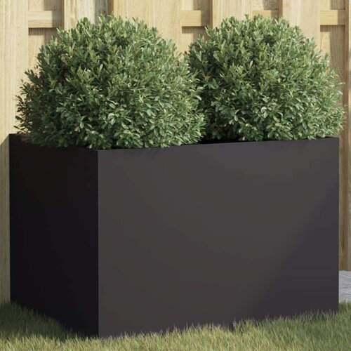VidaXL Cvetlično korito črno 62x47x46 cm hladno valjano jeklo Slike