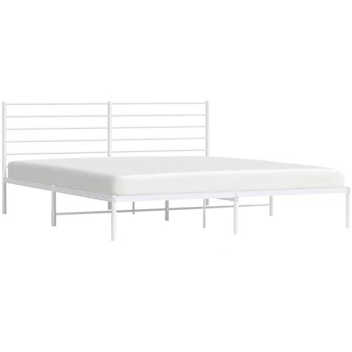  Metalni okvir za krevet s uzglavljem bijeli 183x213 cm Slike