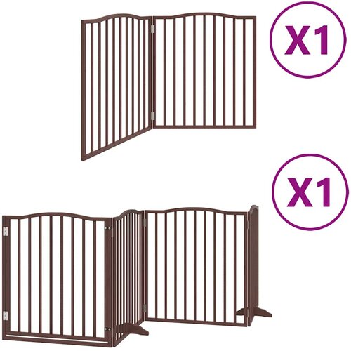  Vrata za pse s vrata&amp;scaron;cima 6 panela sklopiva 480 cm drvo topole Smeđa 80 x 90 x 2 cm Slike