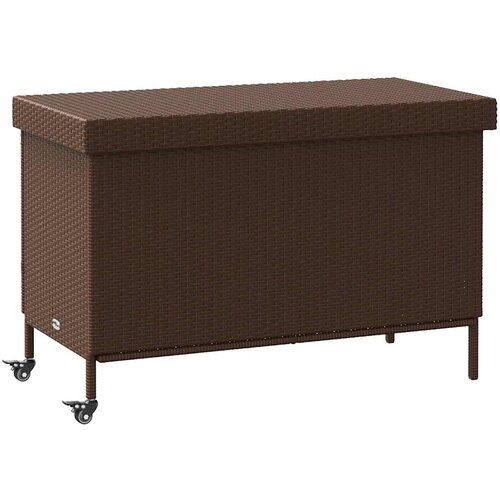 vidaXL Vrtna kutija za pohranu s kotačima smeđa 110x55x73 cm poliratan Cijene