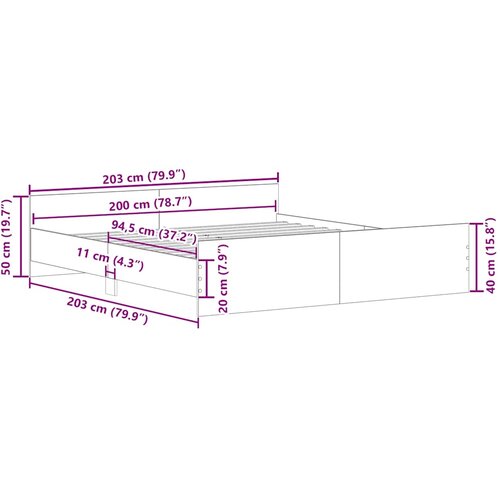  Okvir kreveta s uzglavljem i podnožjem boja hrasta 200x200 cm Slike
