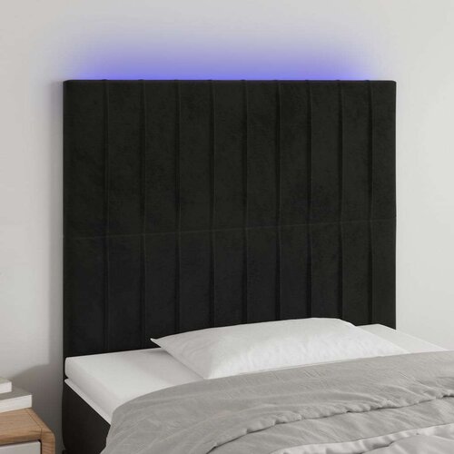  Posteljno vzglavje črno 90x5x118/128 cm žamet, (20933508) Cene