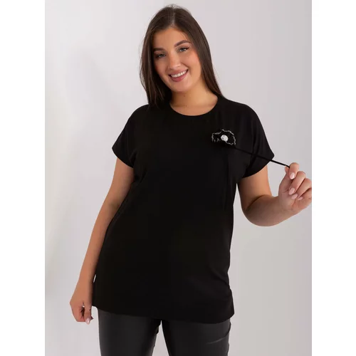 Fashion Hunters Women's black blouse plus size with short sleeves