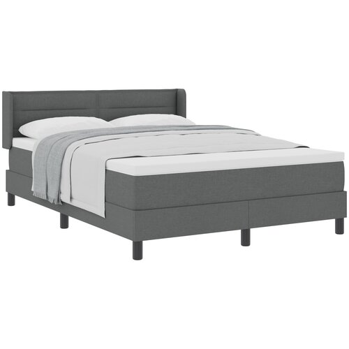 VidaXL Box Spring krevet s madracem tamno sivo 140x200 cm tkanina, uzglavlje dizajn linija tamno sivo 140 cm tkanina Slike