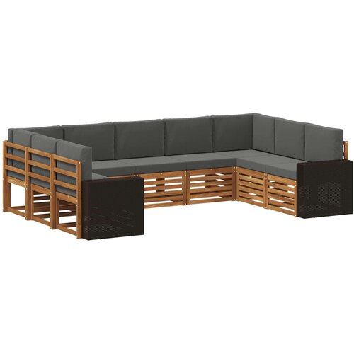 vidaXL Kotna sedežna garnitura 9 pcs Naravna in antracitna Poliester, (5000283464) Cene