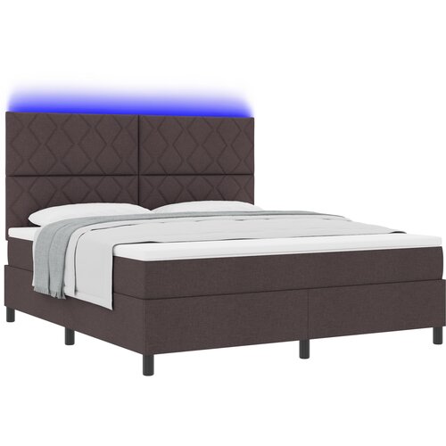vidaXL Postelja z vzmetnico in LED temno rjav 180x200 cm tkanina, (22083622) Cene