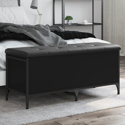 VidaXL Klupa za pohranu crna 102 x 42 x 45 cm od konstruiranog drva Slike