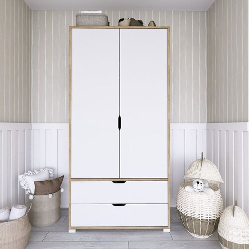 Hanah home 90 cm 1600-015 light walnutwhite wardrobe Cene