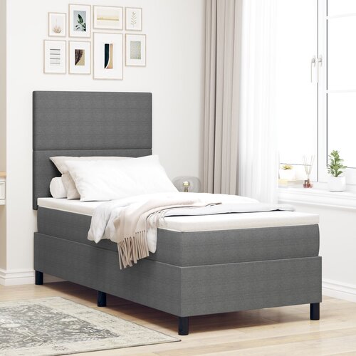 VidaXL krevet s box springom s madracem svijetlosivi 80x200 cm kordura tkanina Slike
