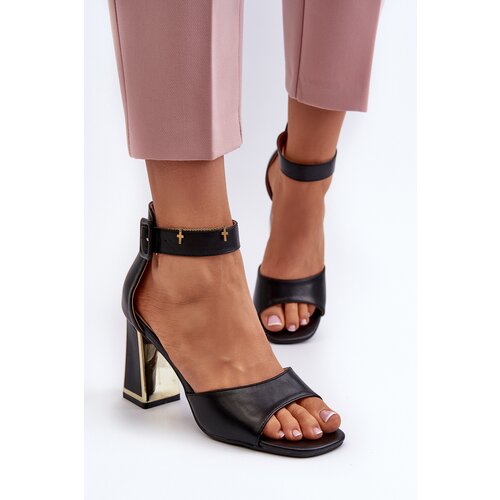 EVENTO PE1 Elegant Black Women's Sandals with Heel Rosazara Cijene
