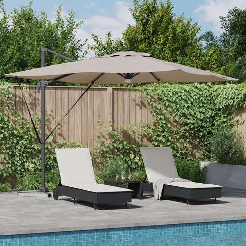 vidaXL Kantilever Roma parasol z LED lučmi Taupe 286x285x270 cm Aluminij Cene