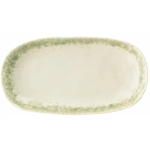 Bloomingville zeleno-bijeli keramički tanjur za posluživanje Paula, 23,5 x 12,5 cm