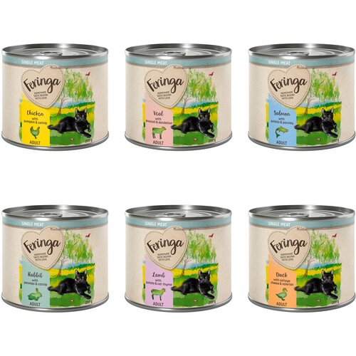 Feringa Varčno pakiranje Single Meat meni 12 x 200 g - Mešano pakiranje I (6 sort): piščanec, zajec, jagnjetina, teletina, raca, losos Cene