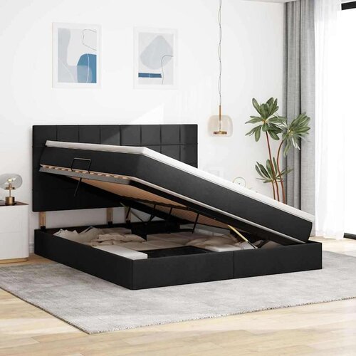 VidaXL Krevet s od storage s madracem Crna 180 x 200 cm Lažna koža Slike