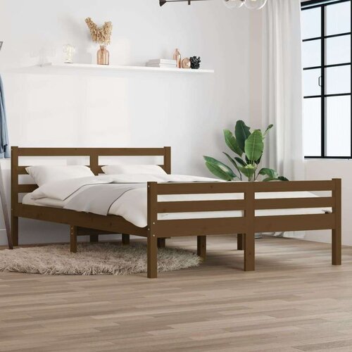  Posteljni okvir medeno rjav iz trdnega lesa 120x200 cm, (20646744) Slike